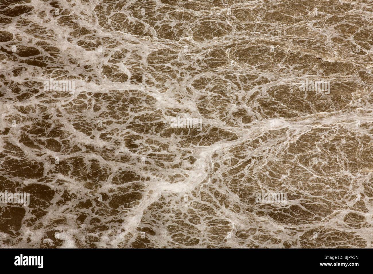 A badly polluted river in Ecuador. The rio Pastaza draining from the populated Ecuadorian highlands. Stock Photo