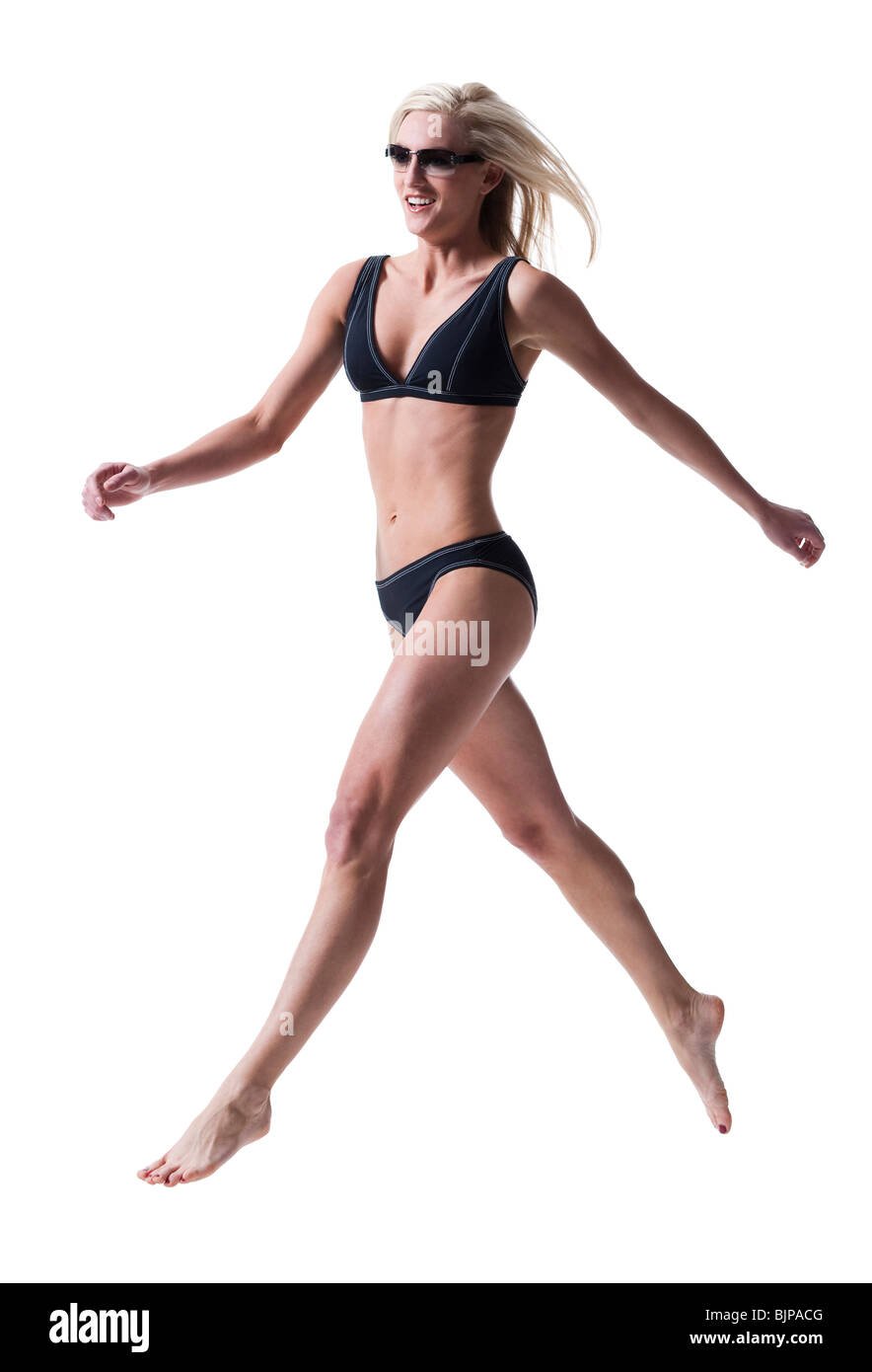 Female swimmer walking Stock Photo