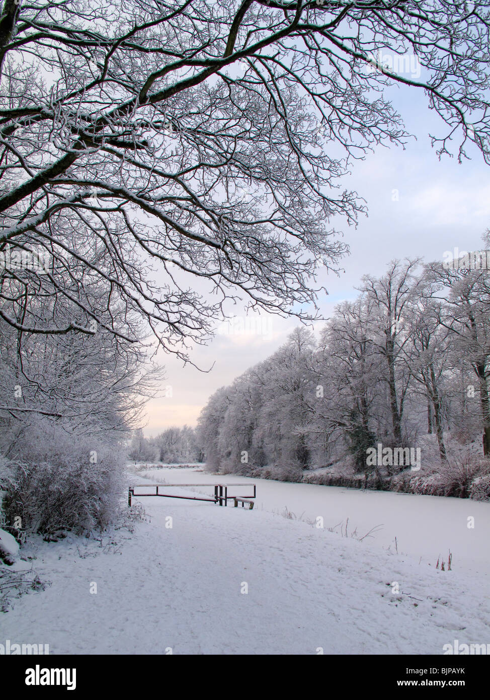 Frozen Forth and Clyde canal in winter Stock Photo