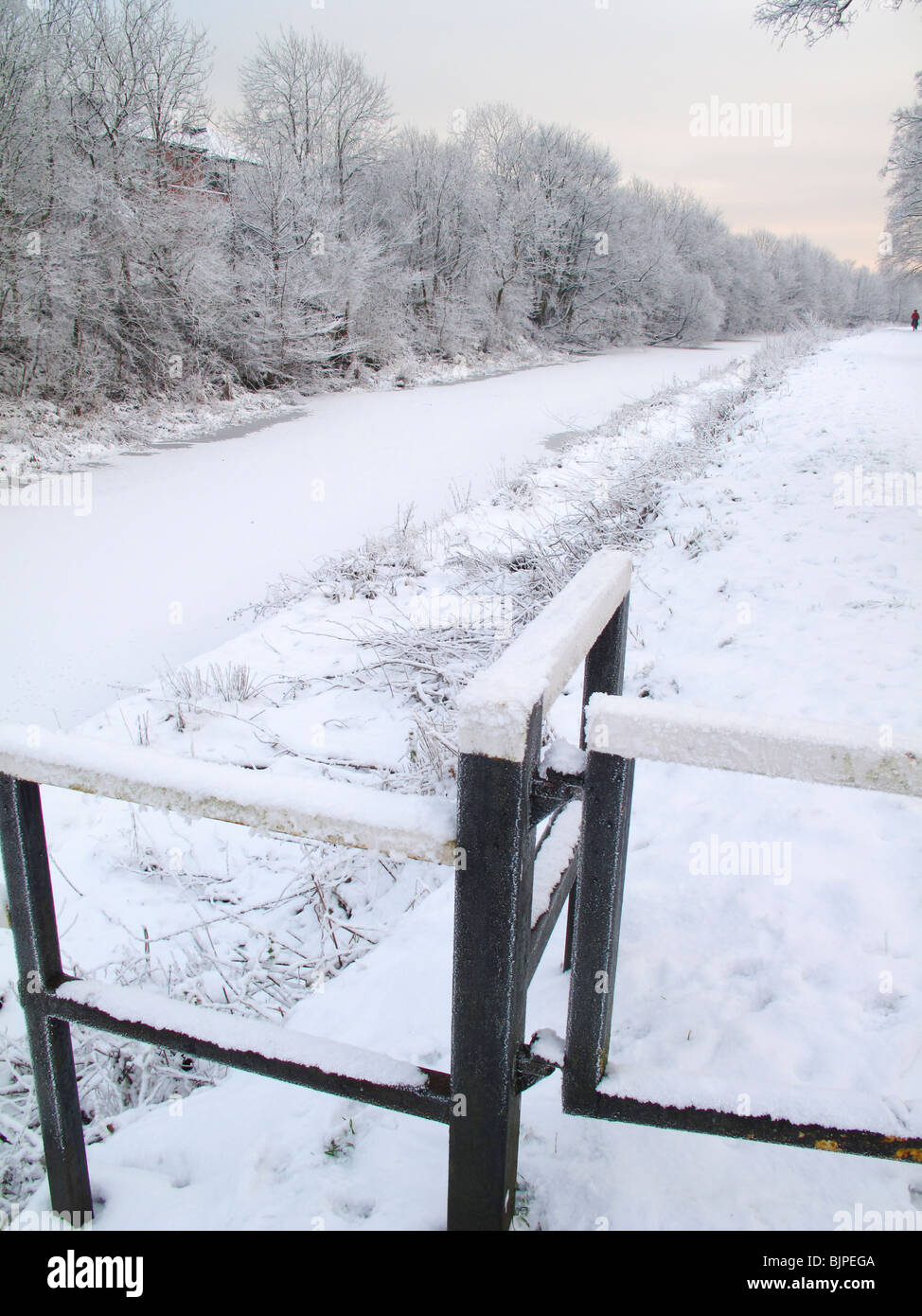 Frozen Forth and Clyde canal in winter Stock Photo