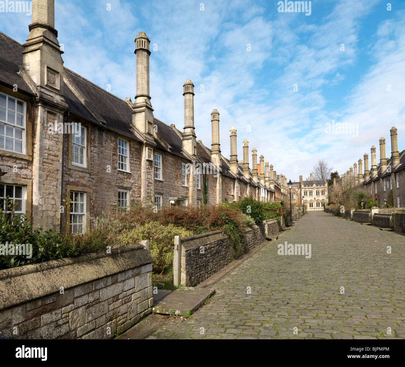 Vicar's close , Wells Stock Photo