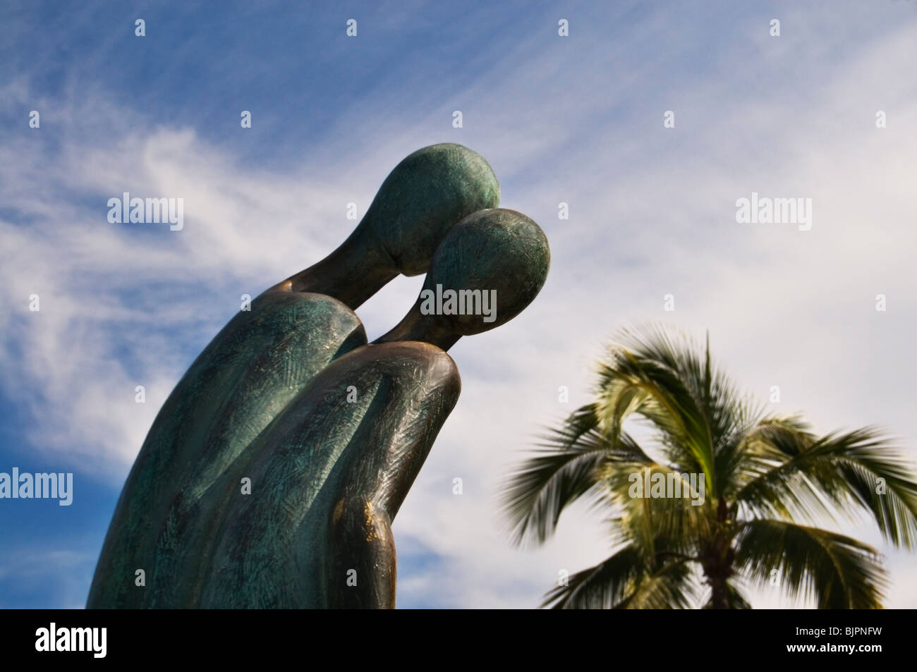Bronze monumental sculpture La Nostalgia in Puerto Vallarta by Ramiz Barquet. Stock Photo