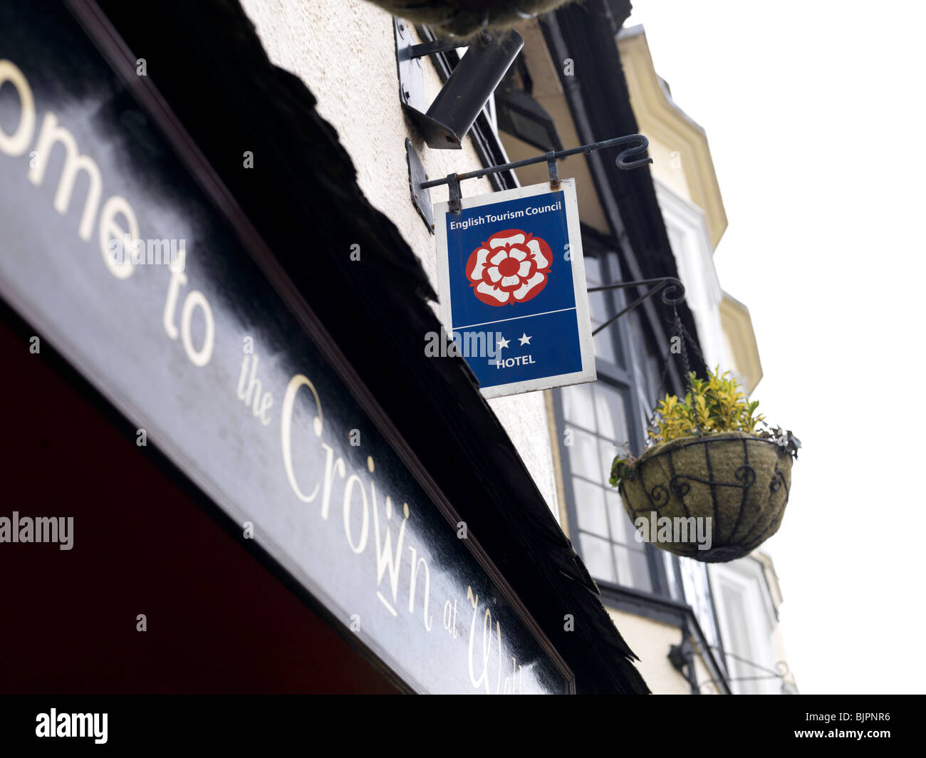 hotel sign with English tourism quality award Stock Photo
