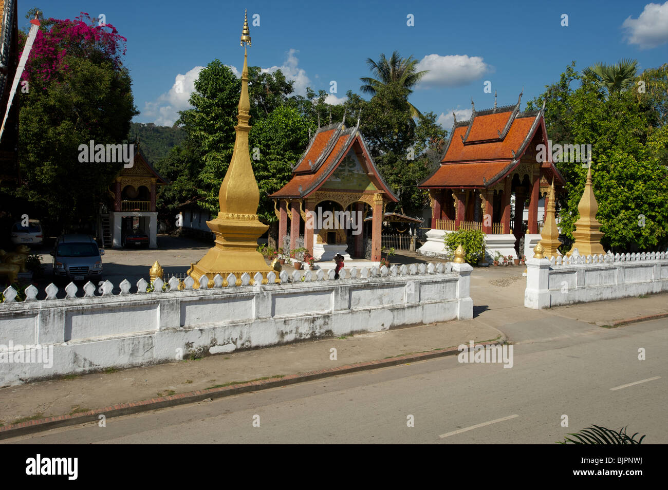 The Golden stupas of Wat Saen in Luang Prabang Laos Stock Photo