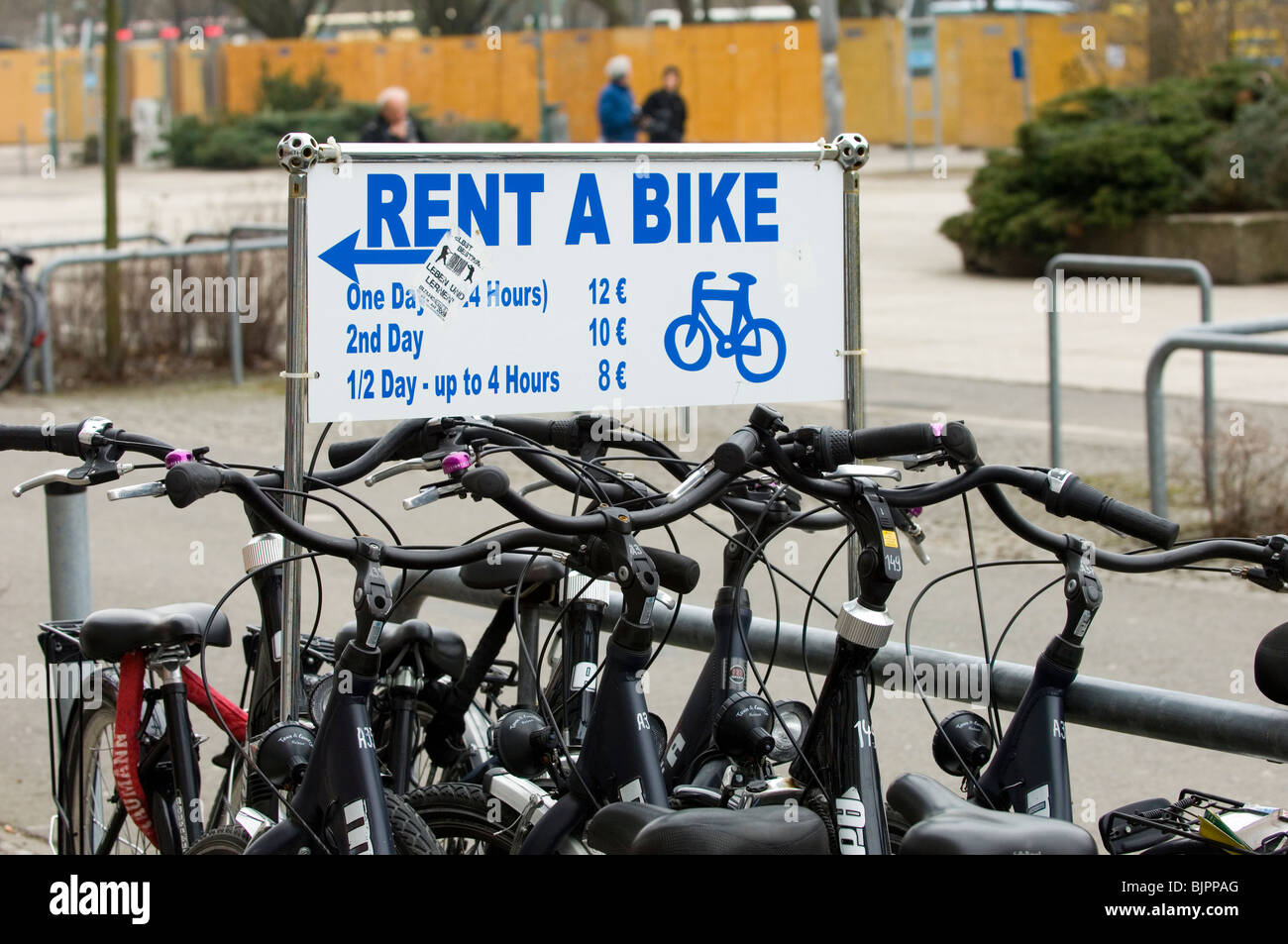 Bikes for rent in Alexanderplatz square Berlin Mitte Germany Europe Stock Photo