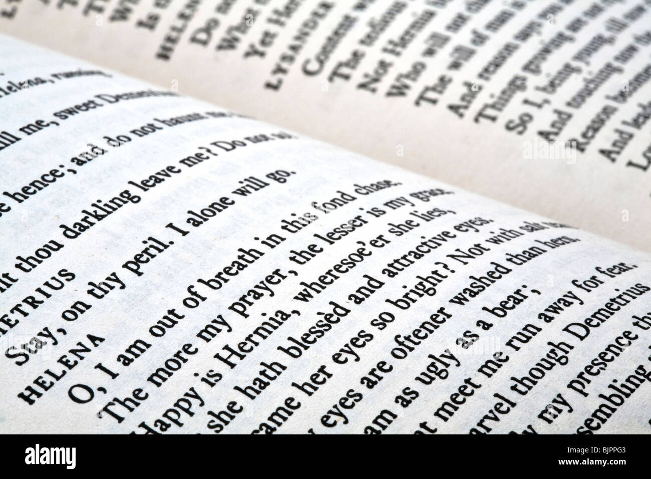 Text from A Midsummer Night's Dream by William Shakespeare Stock Photo