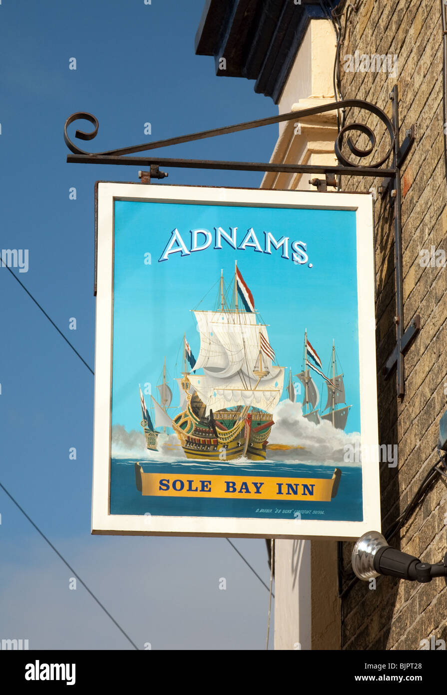 Sign for the Sole Bay Inn, Southwold, Suffolk, UK Stock Photo