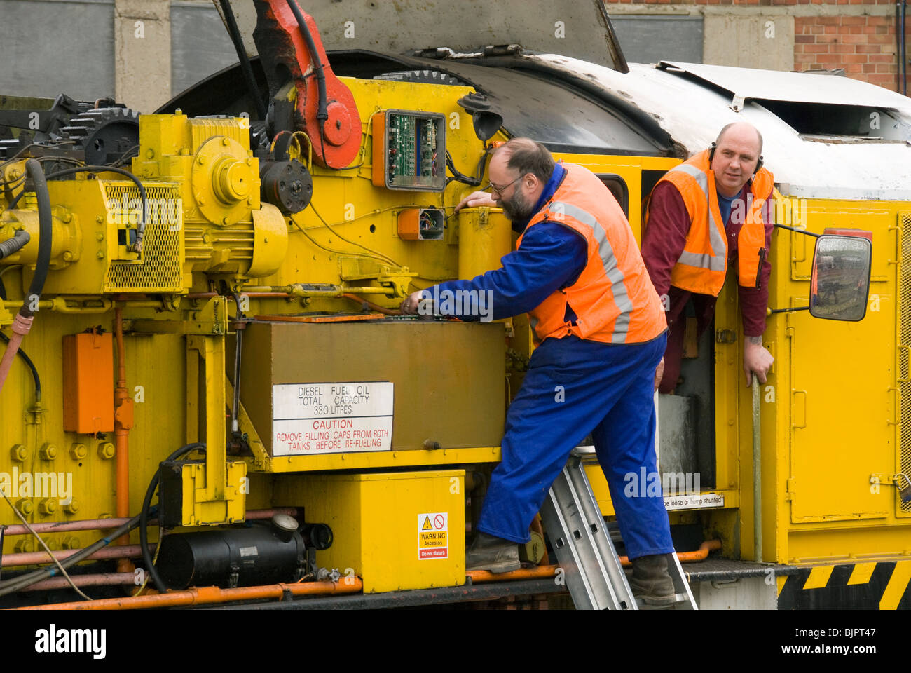 Cowans Sheldon 75 tonne strut jib rail crane undergoing repairs to load indicator equipment.  Teeside, UK Stock Photo