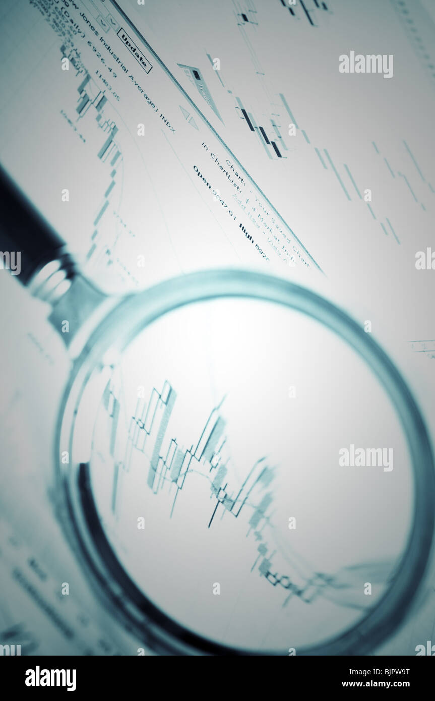 Magnifying glass and diagram Stock Photo Alamy