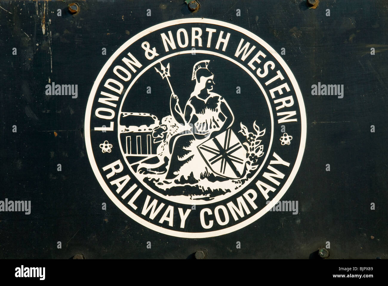 London and North Western Railway Company logo on a steam locomotive at ...