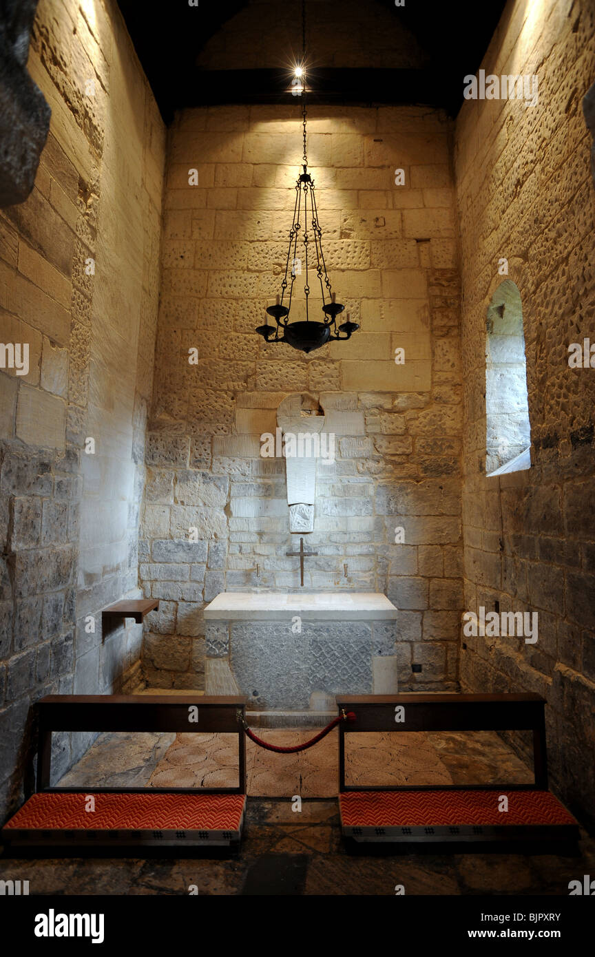 The interior of the Saxon Church of St Laurence in Bradford on Avon