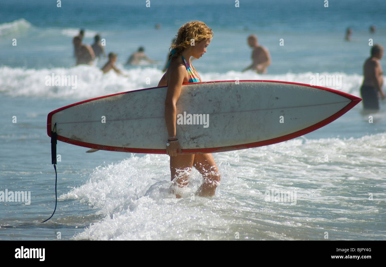 Surfer girl on Venice Beach Stock Photo