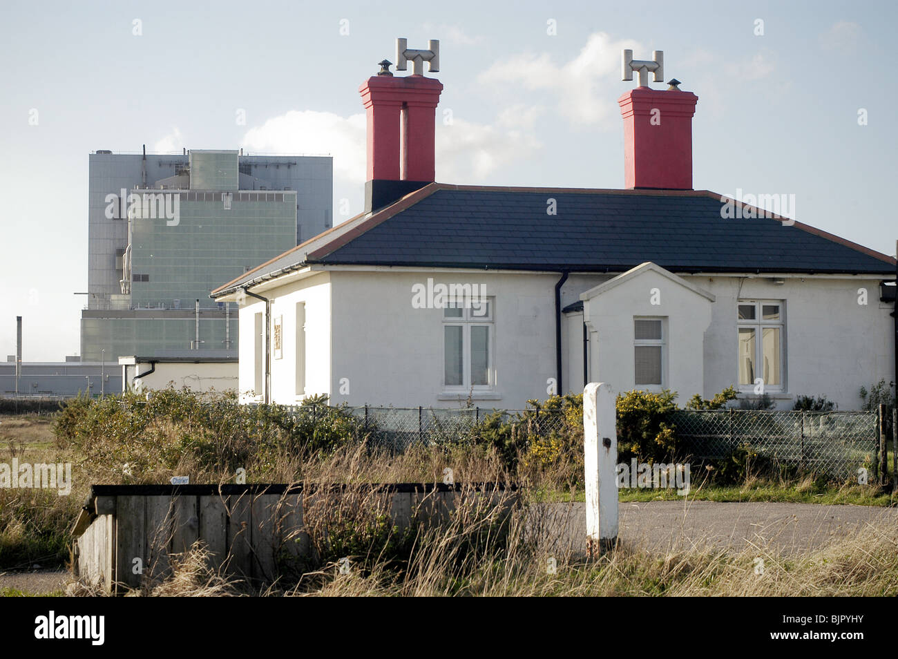 Lighthouse Keepers Cottages In Front Of Dungeness Nuclear Power