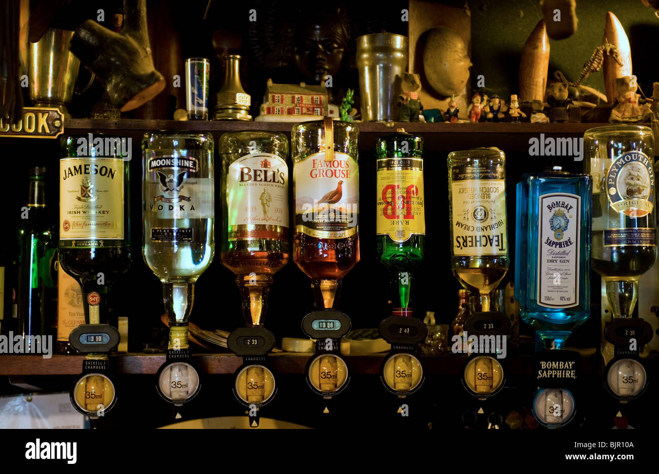 Spirit optics in a pub Stock Photo Alamy