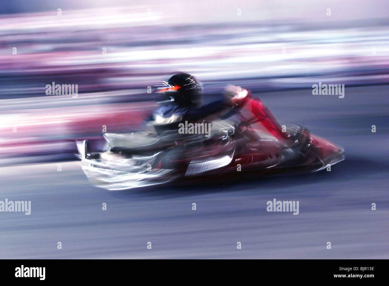 Full speed on the track by kart Stock Photo