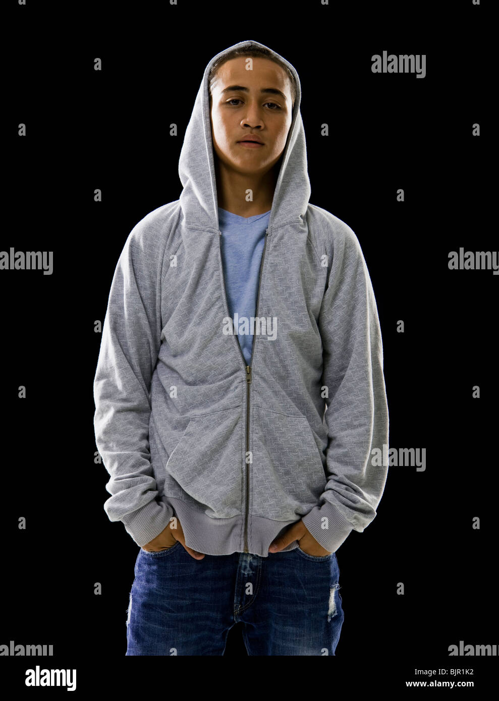 in a hoodie