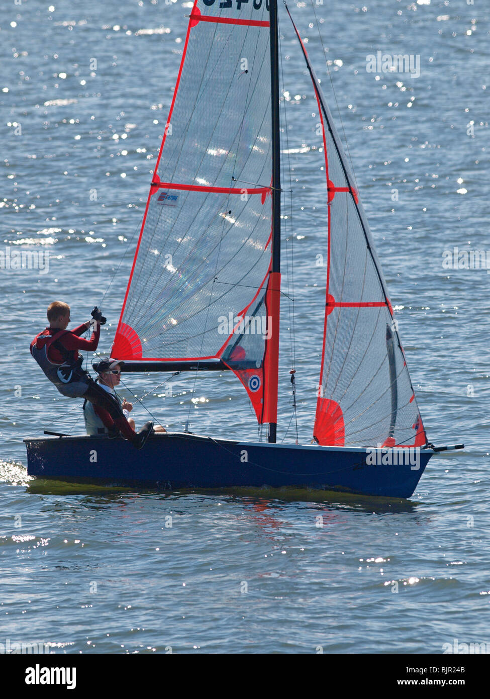 29er SAILING DINGHY ON PORT PHILLIP BAY MELBOURNE VICTORIA AUSTRALIA
