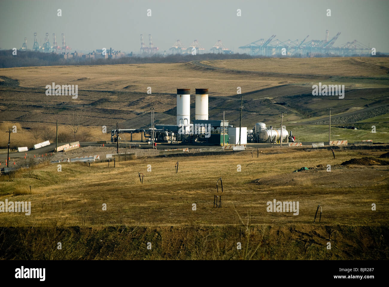Methane gas collection infrastructure seen on North Mound in the Fresh