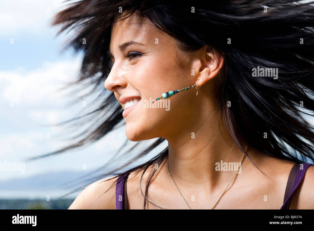Woman moving head side to side Stock Photo Alamy