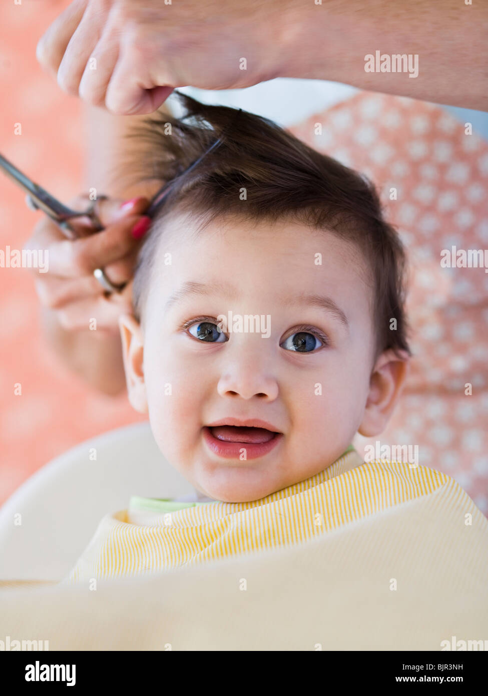 Baby getting a haircut Stock Photo Alamy