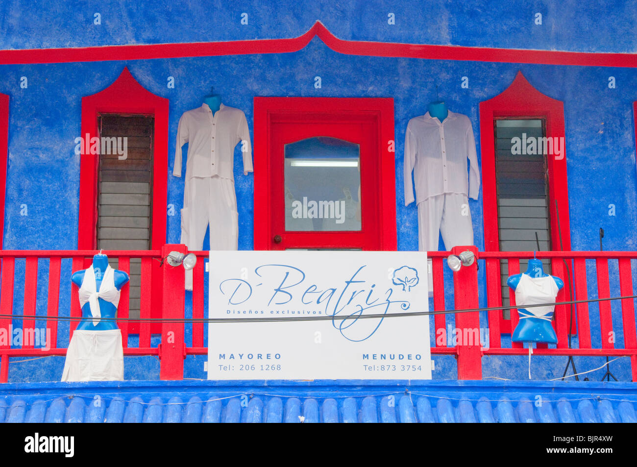 Playa del Carmen, Mexico, Brightly colored clothing shop on Quita and