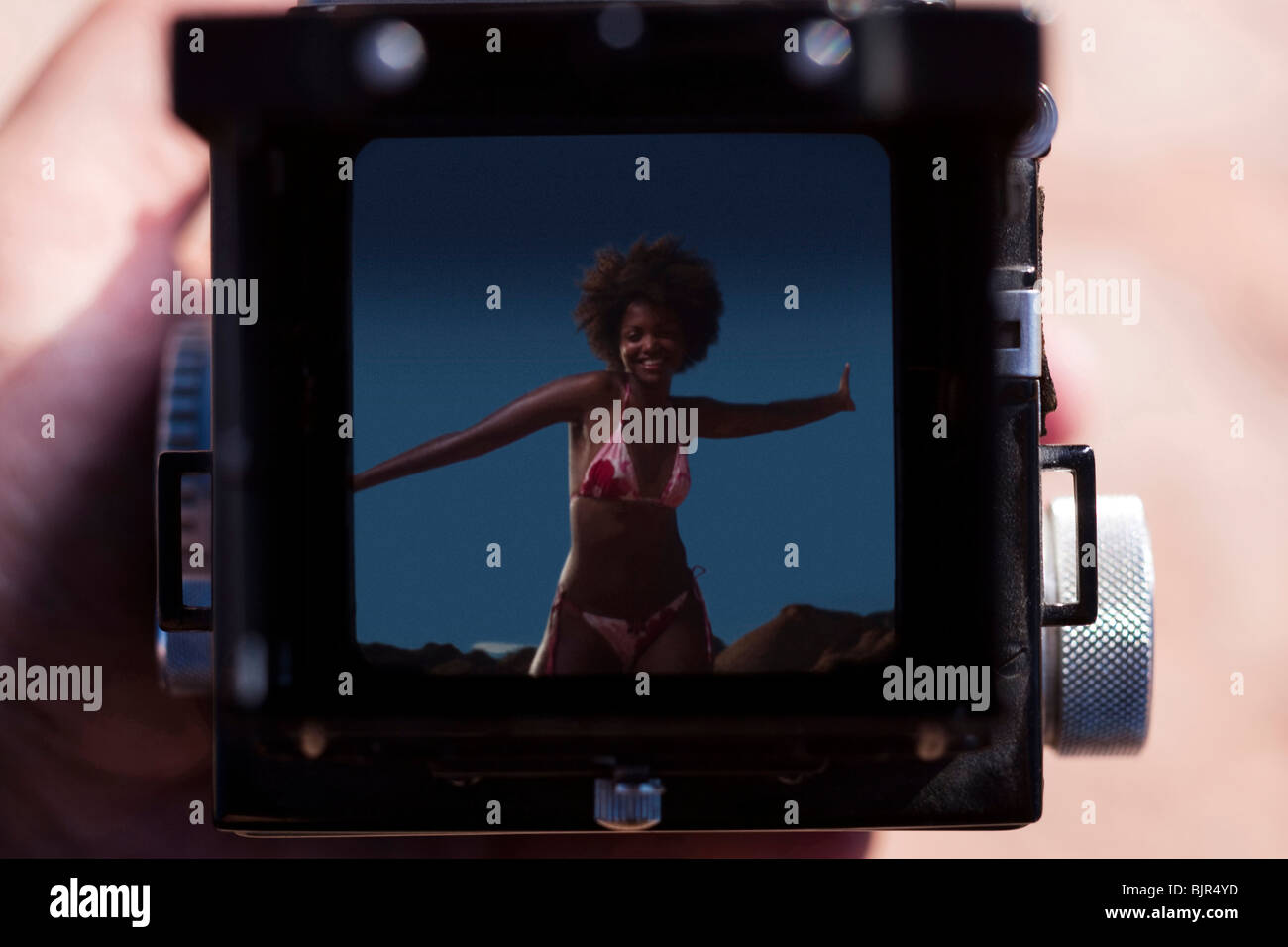 Camera with a picture of a woman dancing Stock Photo