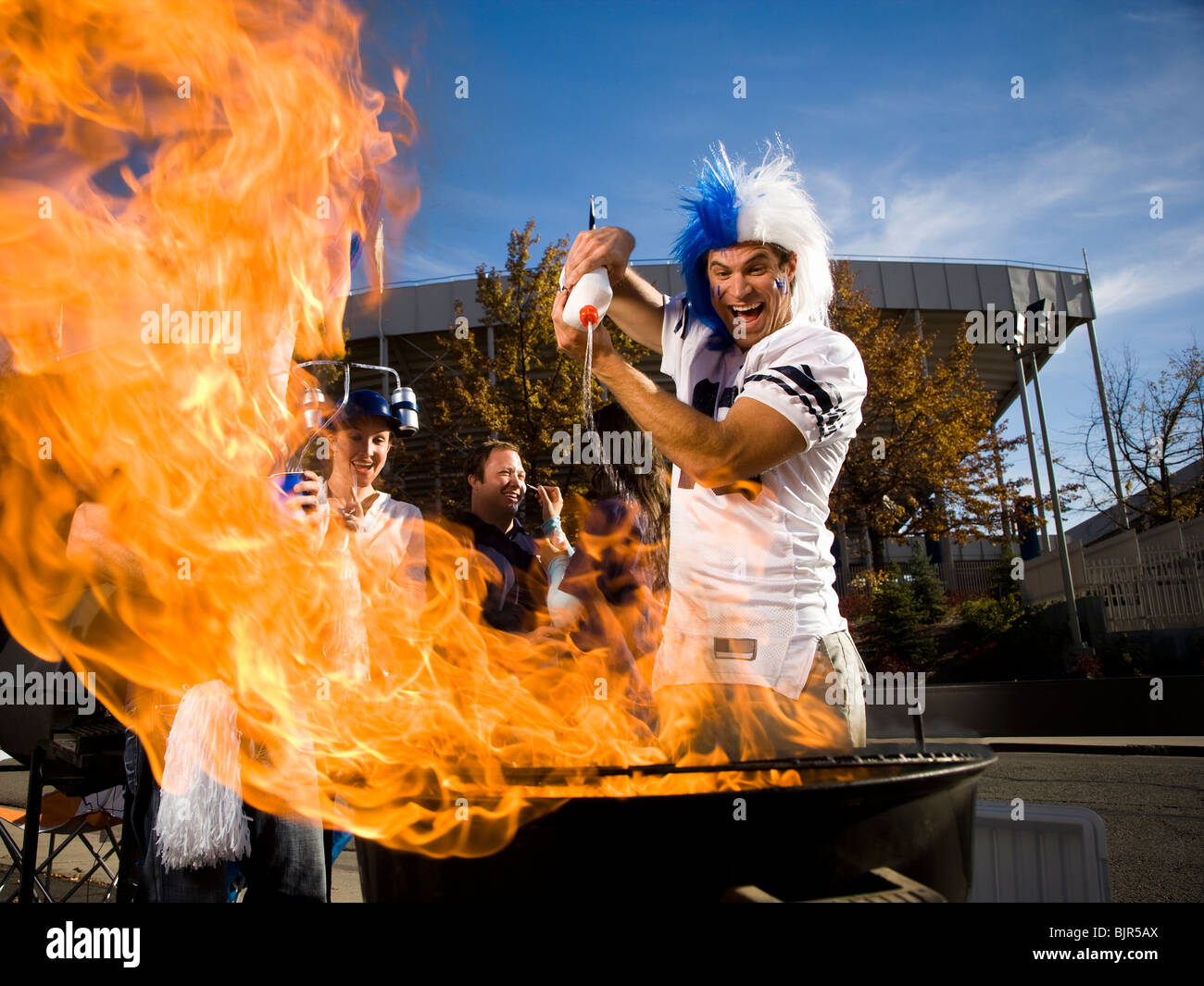 tailgate party before a football game Stock Photo Alamy