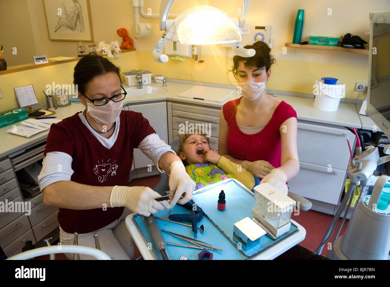 Girl at a dentist, Berlin, Germany Stock Photo