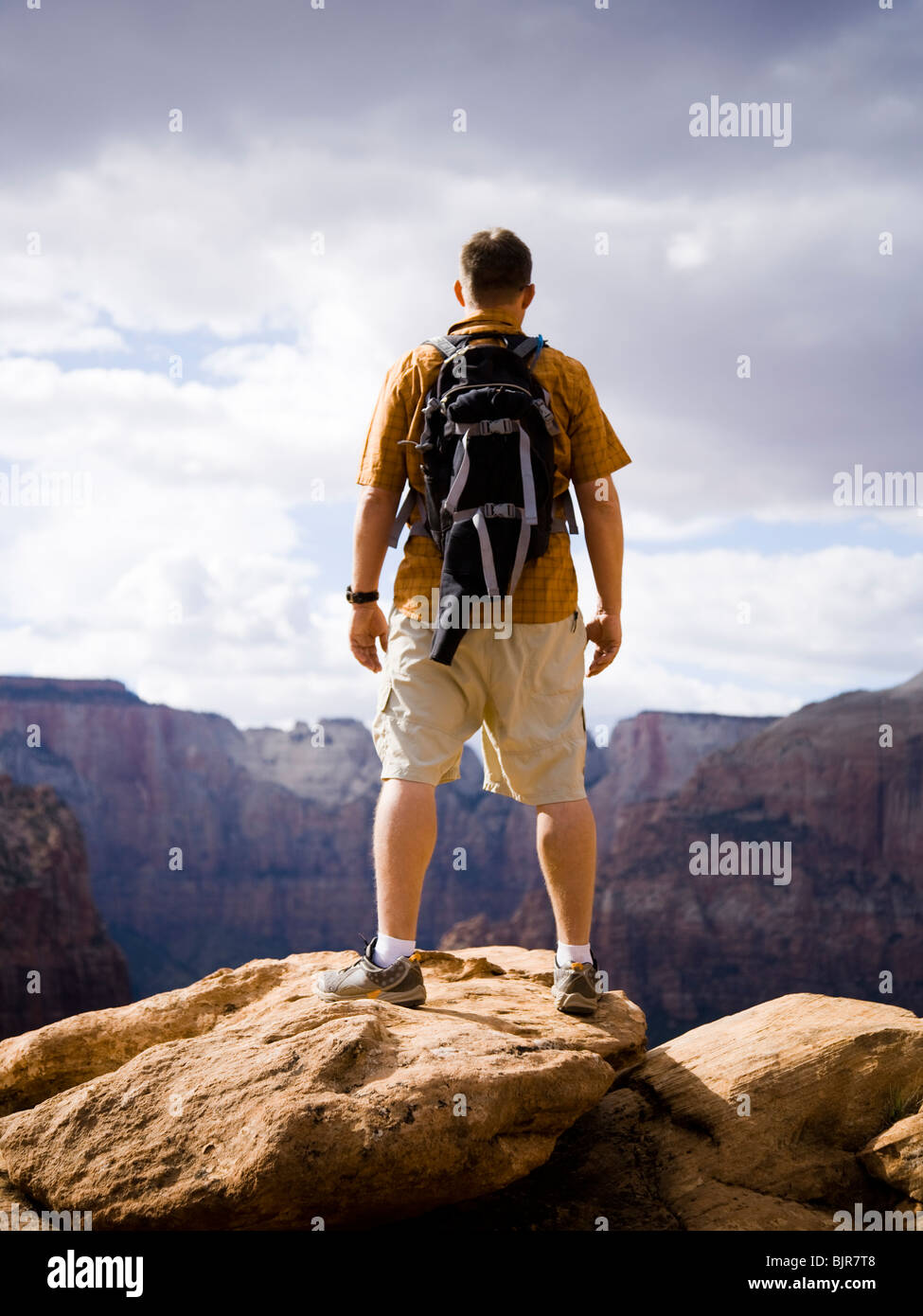 man on a mountain Stock Photo