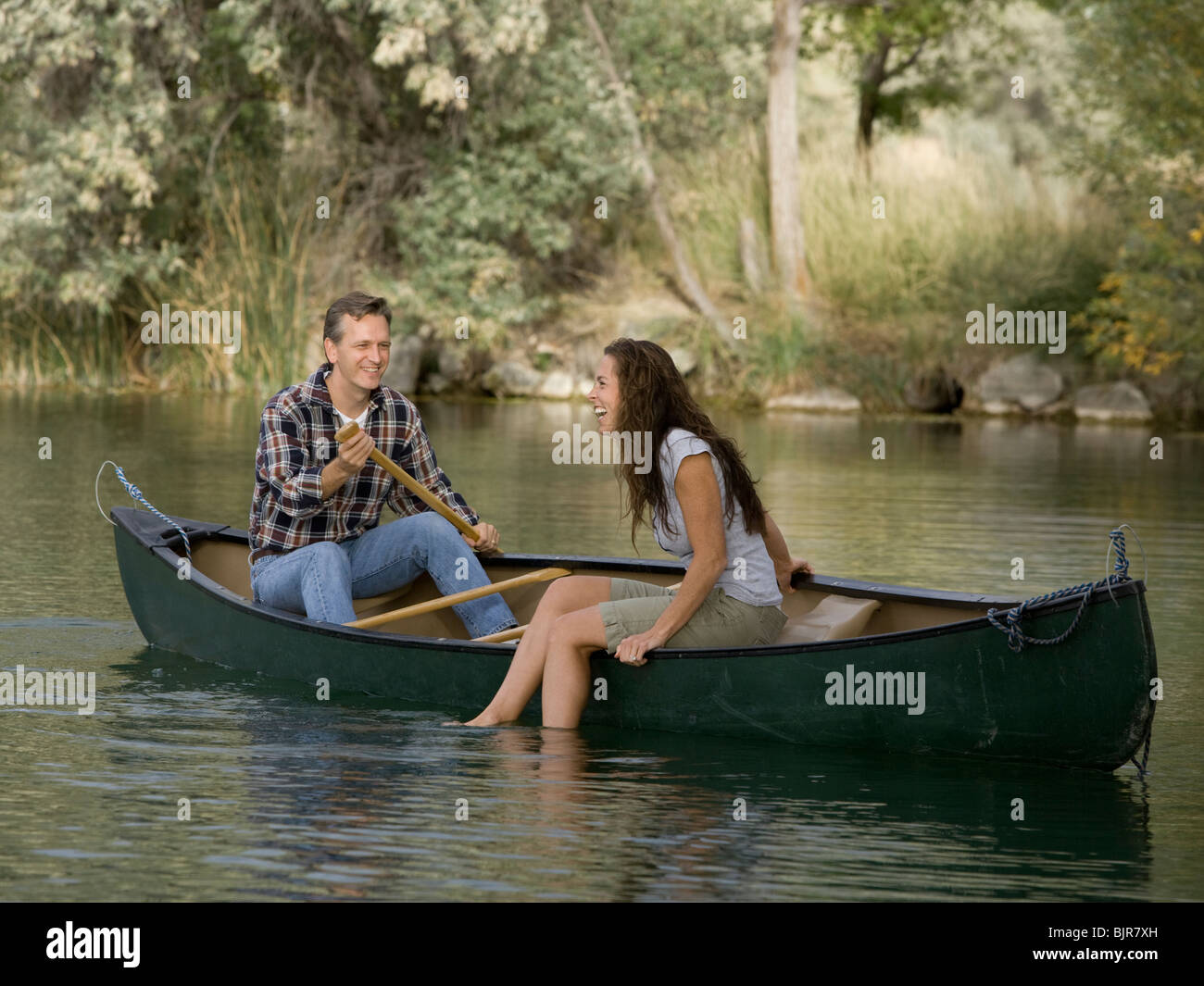 couple in a canoe Stock Photo