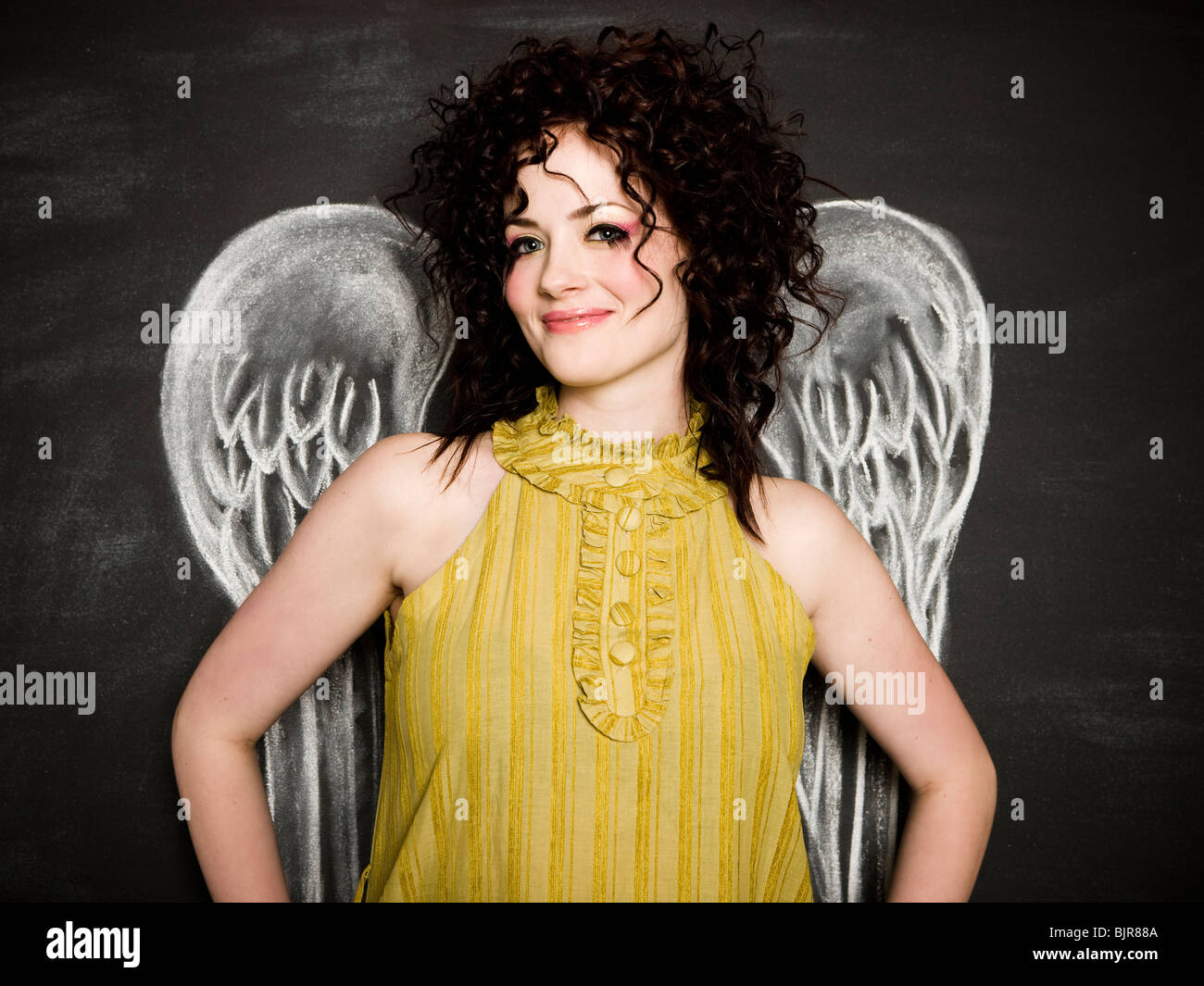 woman with angel wings Stock Photo