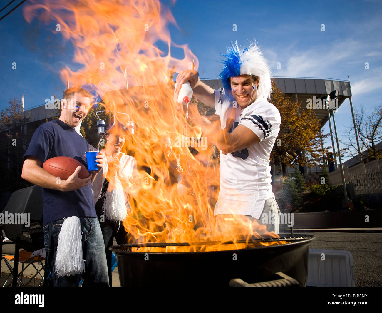 tailgate party before a football game Stock Photo