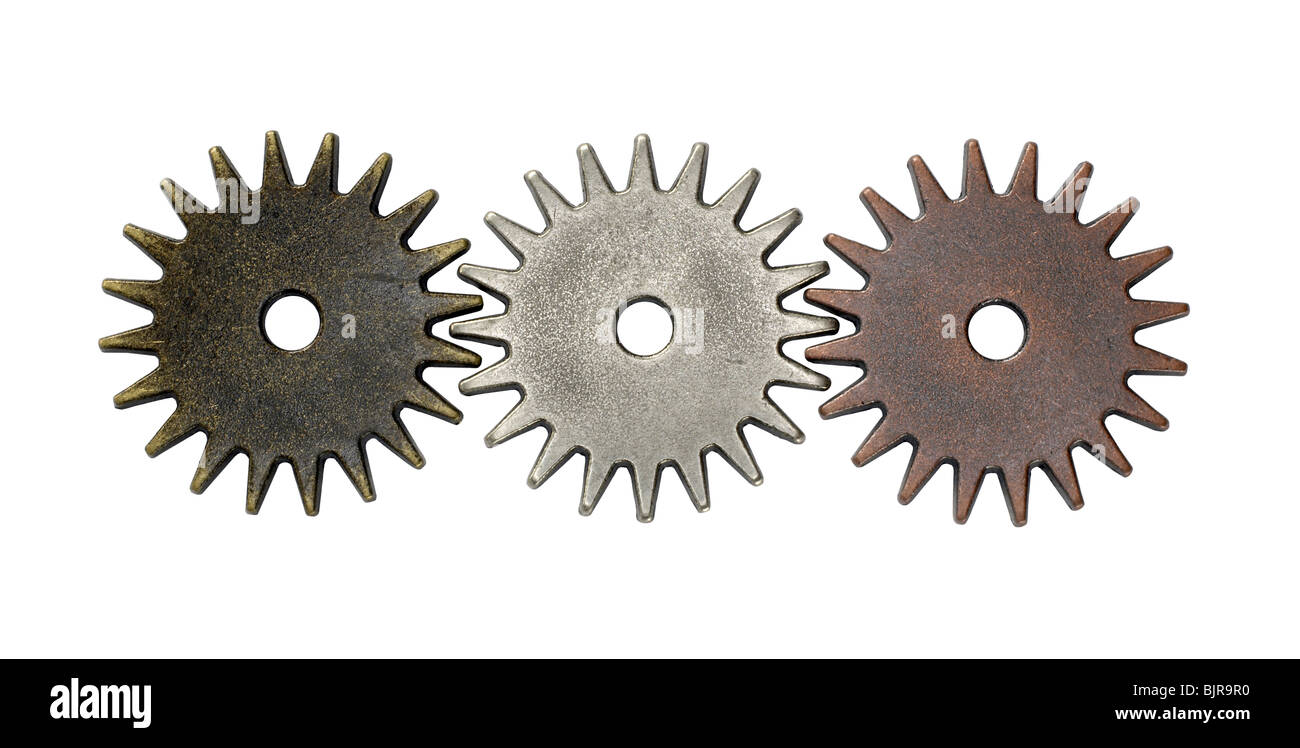 Collection of gears on white background Stock Photo