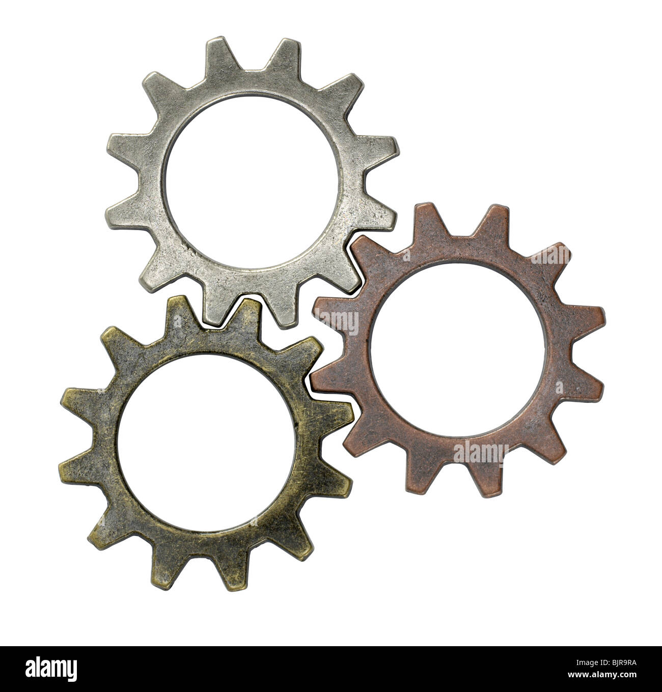 Collection of gears on white background Stock Photo
