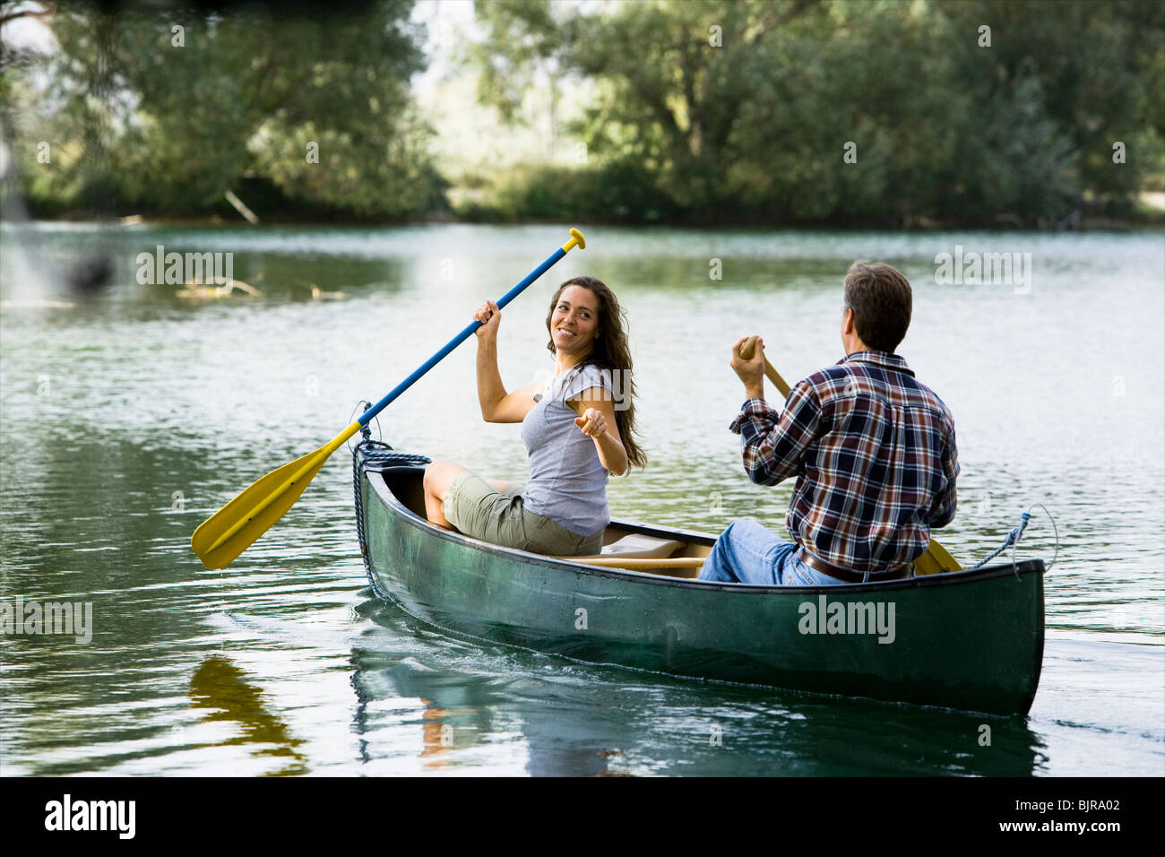 couple in a canoe Stock Photo