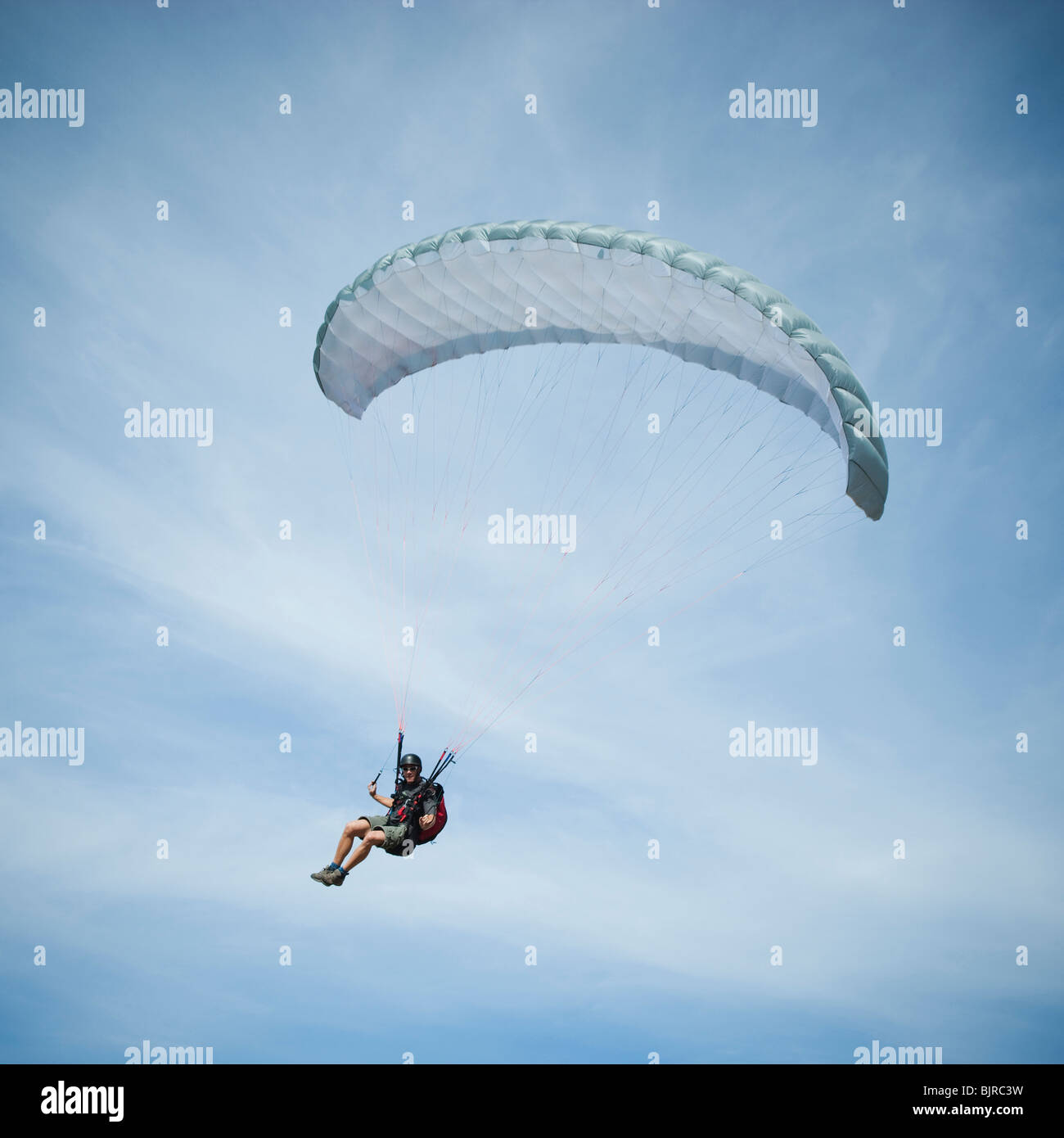 USA, Utah, Lehi, man paragliding Stock Photo