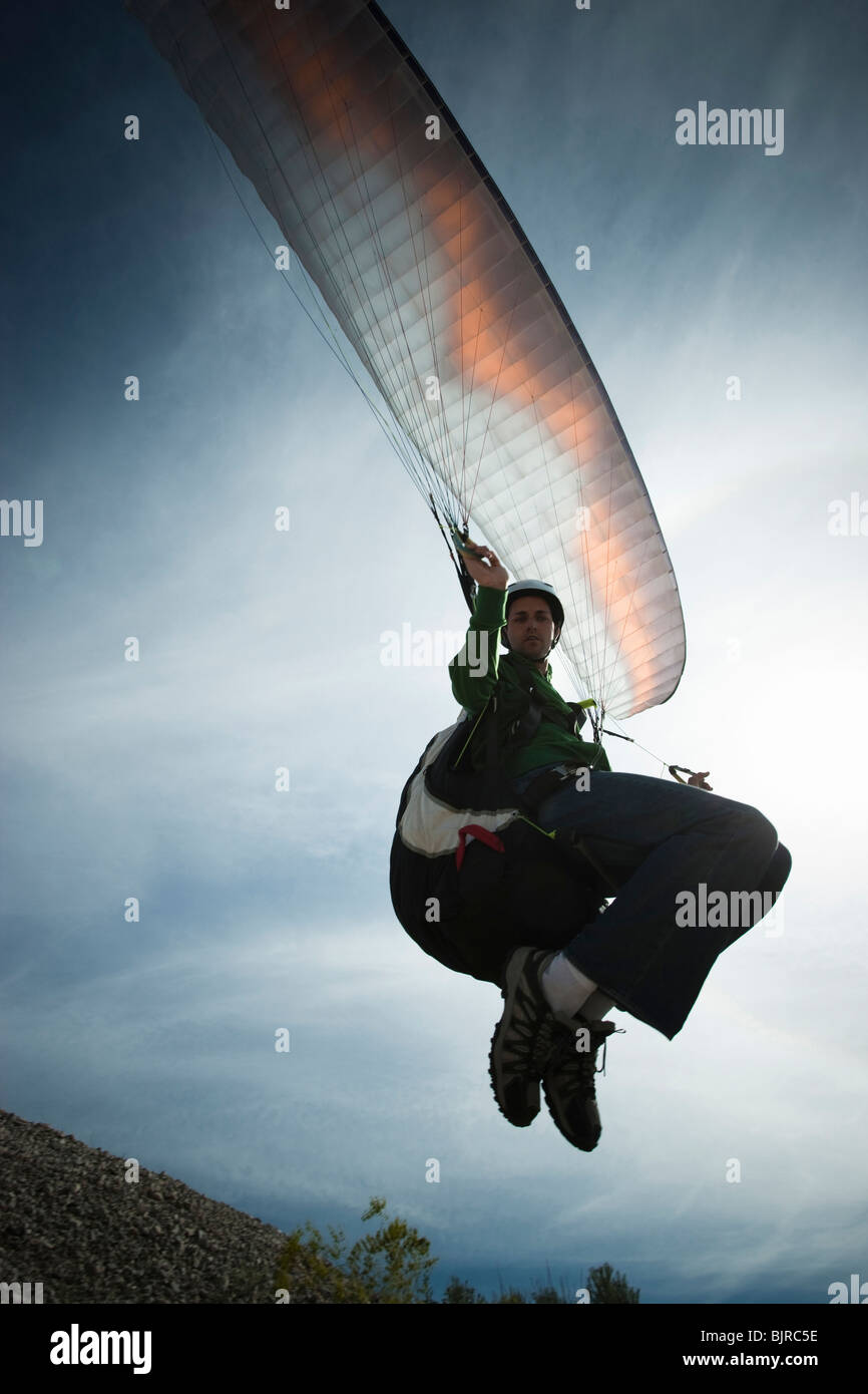 USA, Utah, Lehi, man paragliding Stock Photo