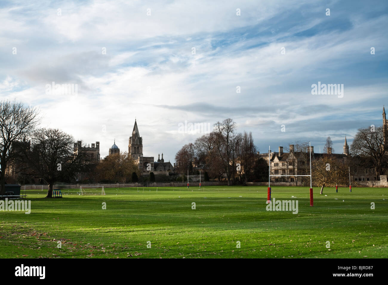 Christchurch and Merton Colleges and playing fields from Waterperry Gardens at sunset, Oxford, Uk Stock Photo