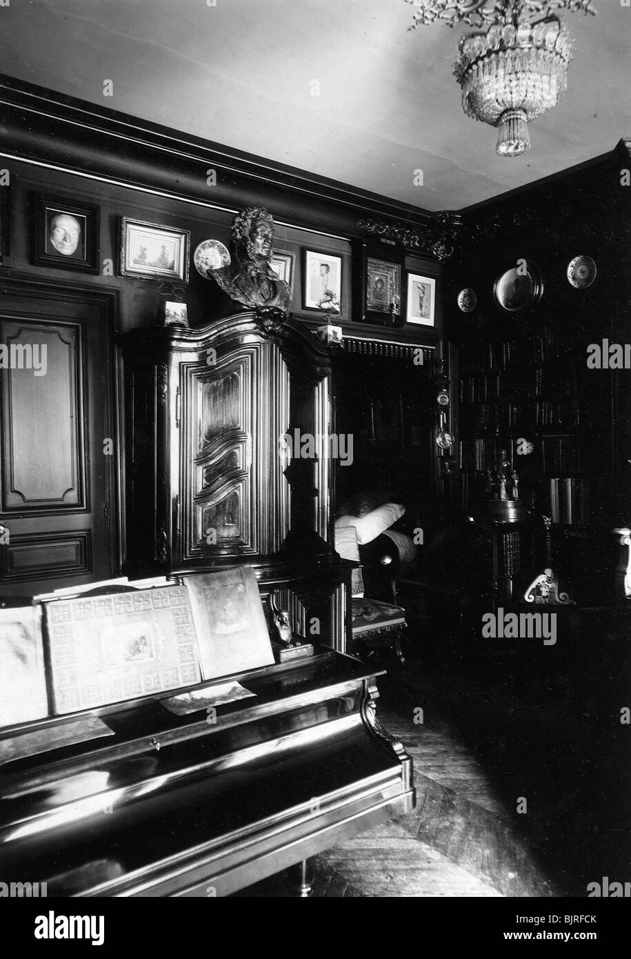 Interior of the Museum of the author and Historian Alexander Onegin in Paris, 1920s.  Artist: Anon Stock Photo