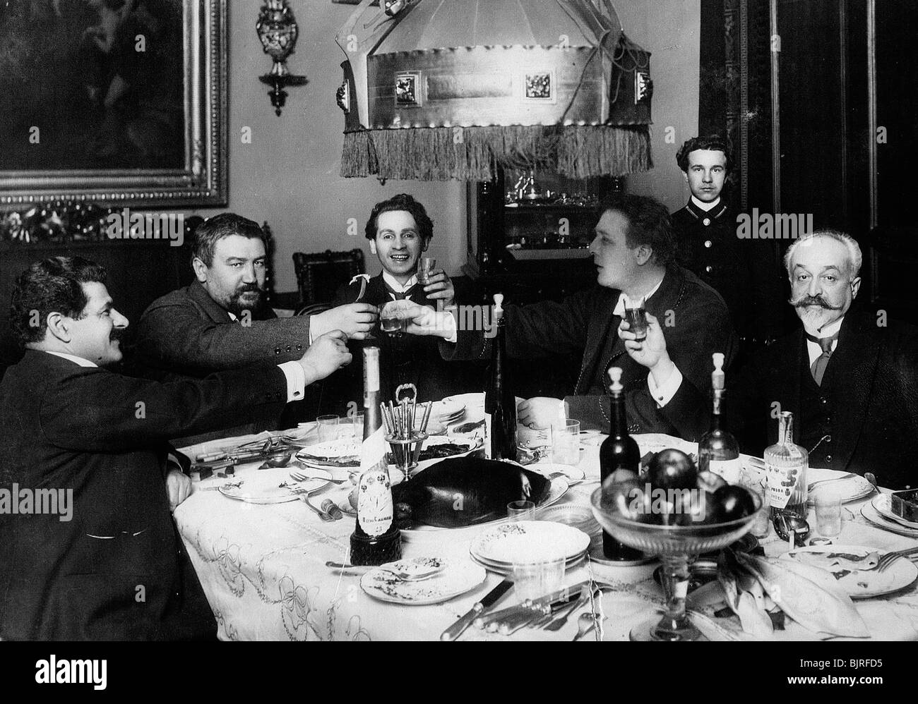 Russian author Alexander Kuprin with friends in Paris, 1930s.  Artist: Anon Stock Photo