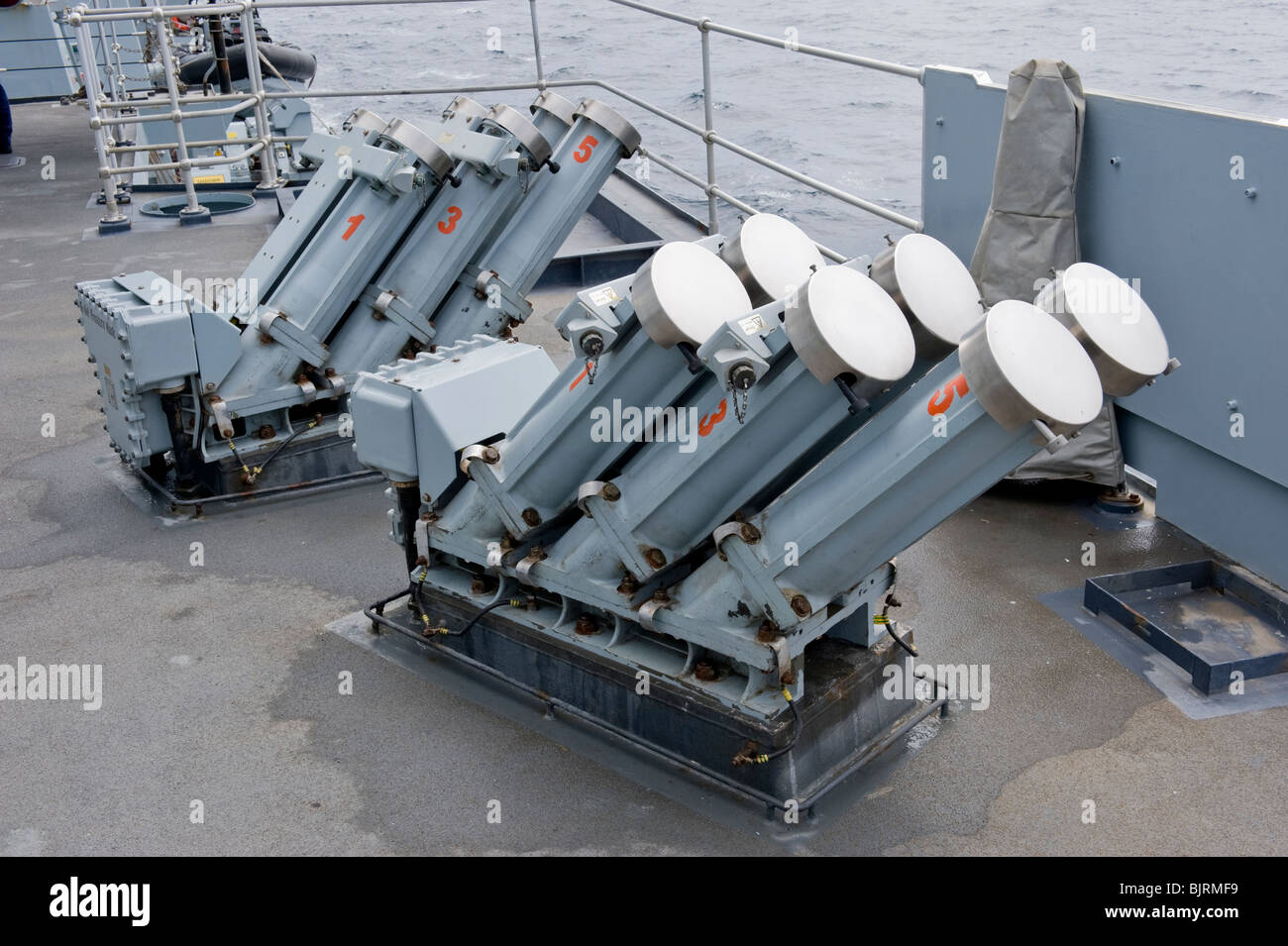 Sea Gnat control decoy system- Royal Navy Type 23 frigate Stock Photo