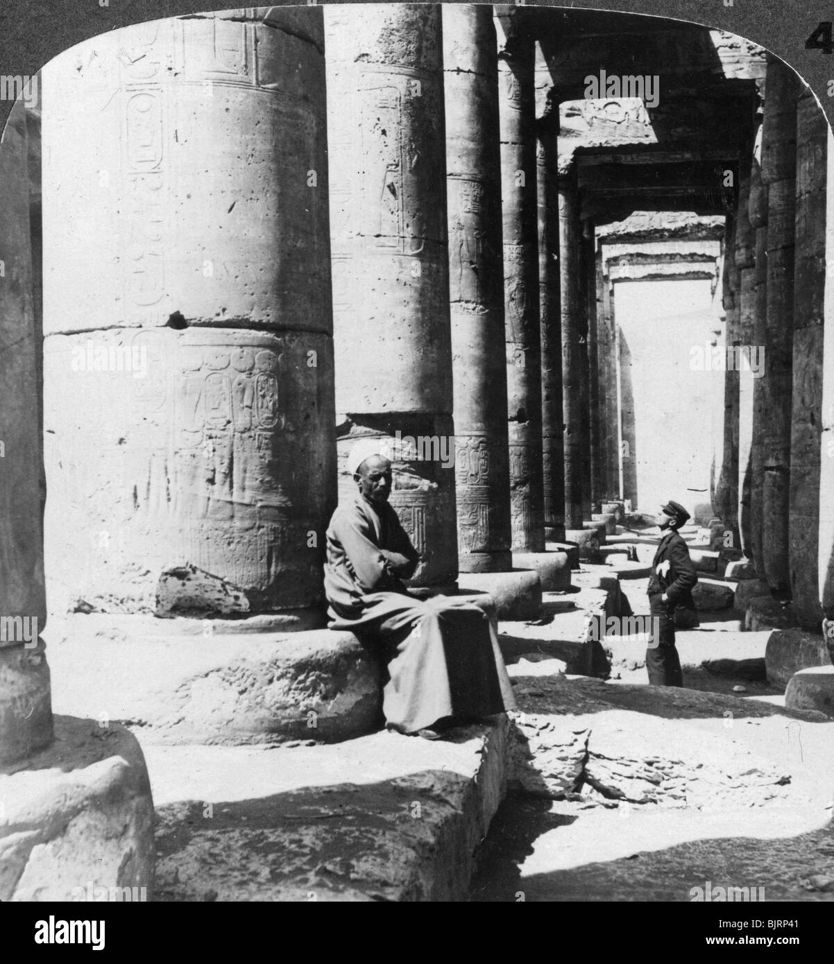 'Columns of the great temple of Sethos I, Abydos, Egypt', 1905.Artist: Underwood & Underwood Stock Photo