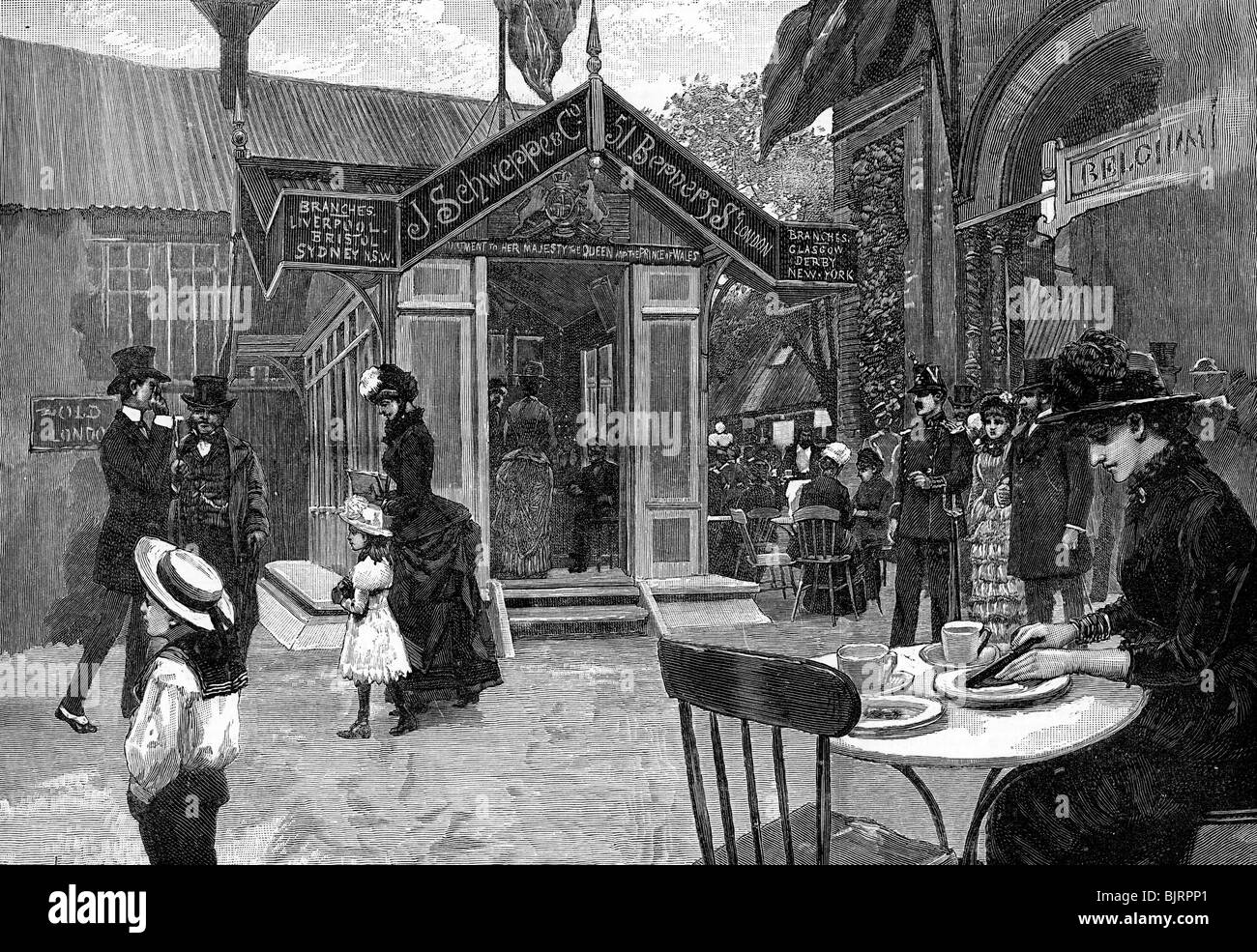 Exterior cafe scene, 19th century. Artist: Unknown Stock Photo