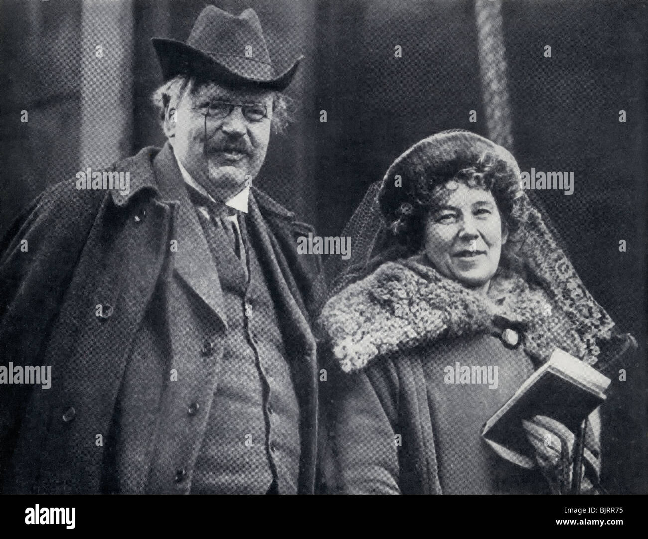 G. K. Chesterton 1874 - 1936. English author, seen here with his wife Frances Blogg. Stock Photo