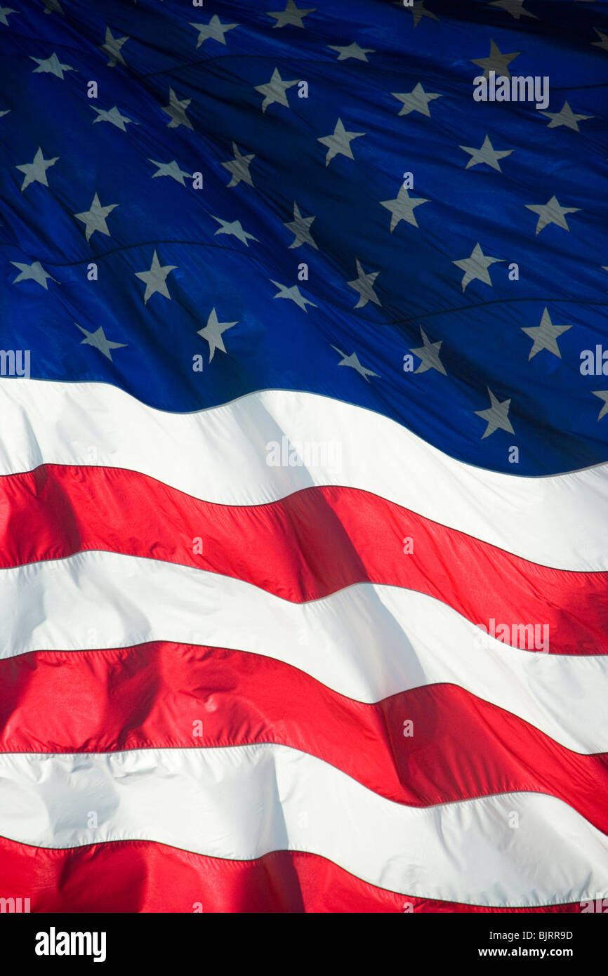 Close-up of waving United States flag Stock Photo