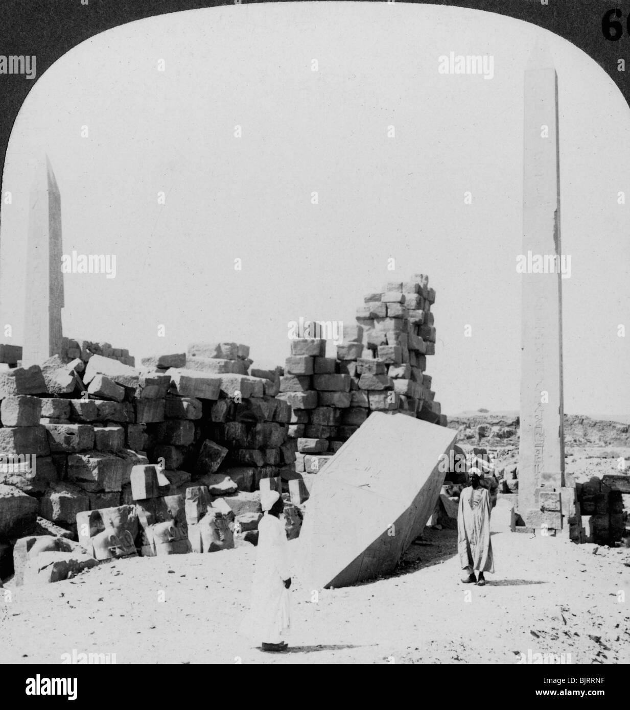 'The tallest obelisk in Egypt, in the temple at Karnak, Thebes, Egypt
