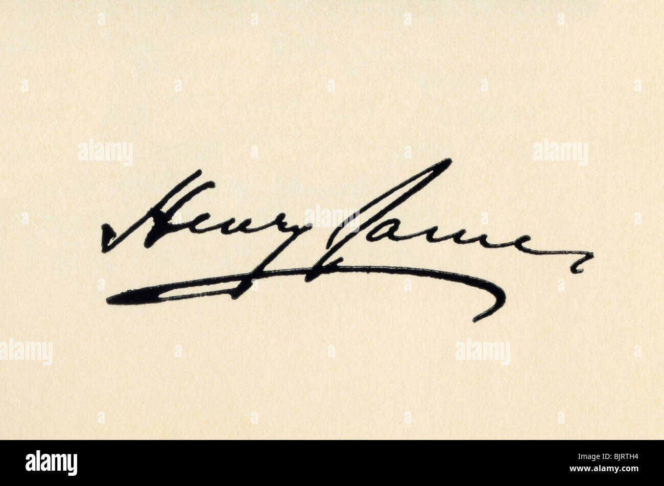 Signature of Henry James 1843 - 1916. American born author. Stock Photo