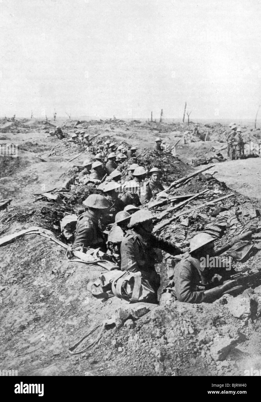 British troops on the Somme Heights, France, First World War, 1914-1918, (c1920). Artist: Unknown Stock Photo