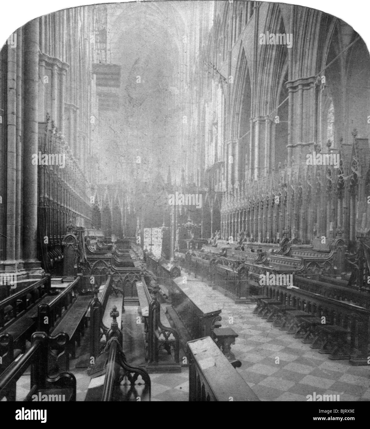 Interior of Westminster Abbey, London, late 19th century.Artist: Underwood & Underwood Stock Photo