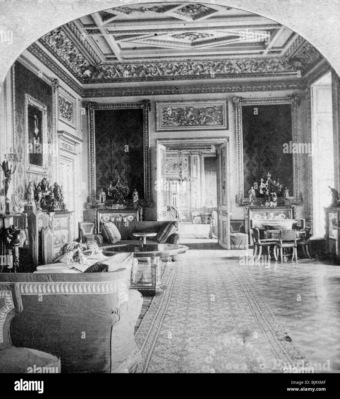 The Green Drawing Room, Windsor Castle, Windsor, Berkshire, late 19th century.Artist: Griffiths Brothers Stock Photo